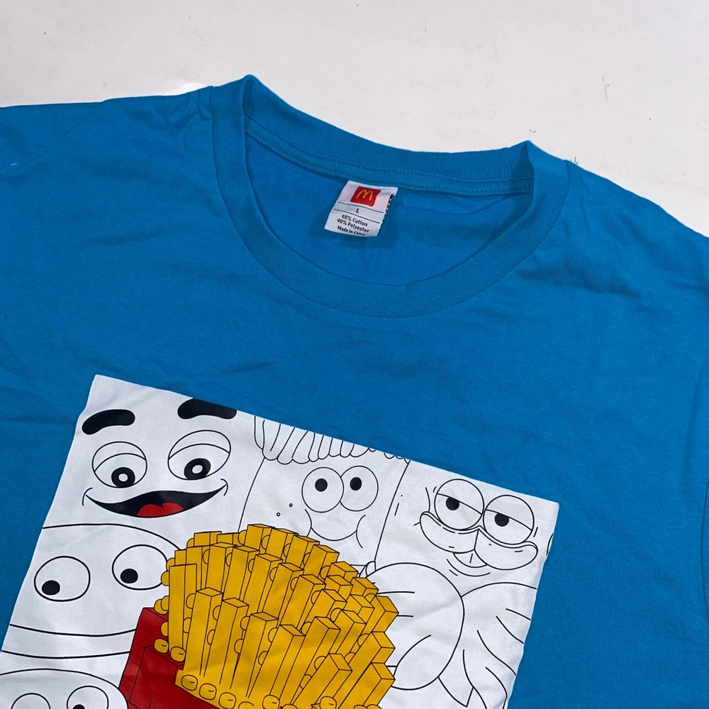 McDonald's French Fries Cartoon Graphic T Shirt Adult‎ Large Blue Cotton Blend